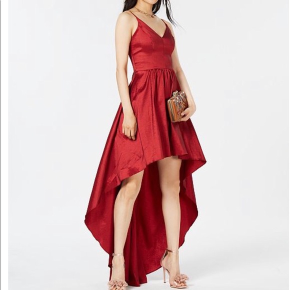 red prom dress high low